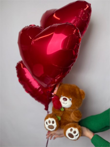 Сет из 3 сердец с плюшевым мишкой 2366