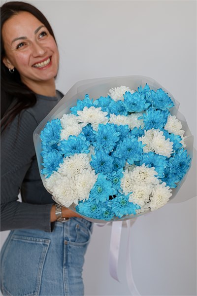 Большой букет кустовых хризантем микс 3 2364