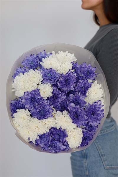 Большой букет кустовых хризантем микс 2 2363