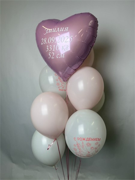 Сет розовых шаров "С рождением малышки!" 2376