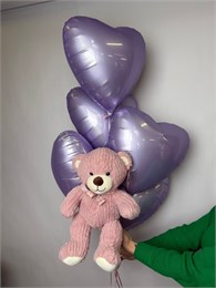 Сет 5 сердец с плюшевым мишкой 2365